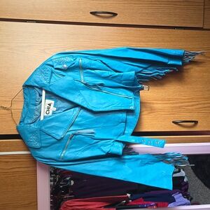 Turquoise 2pc leather set Size M